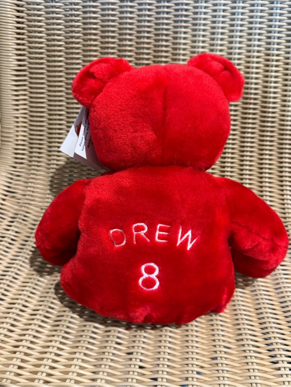 VINTAGE 1999 Red Plush Teddy Bear ‘J.D. DREW 8’ - Collectible